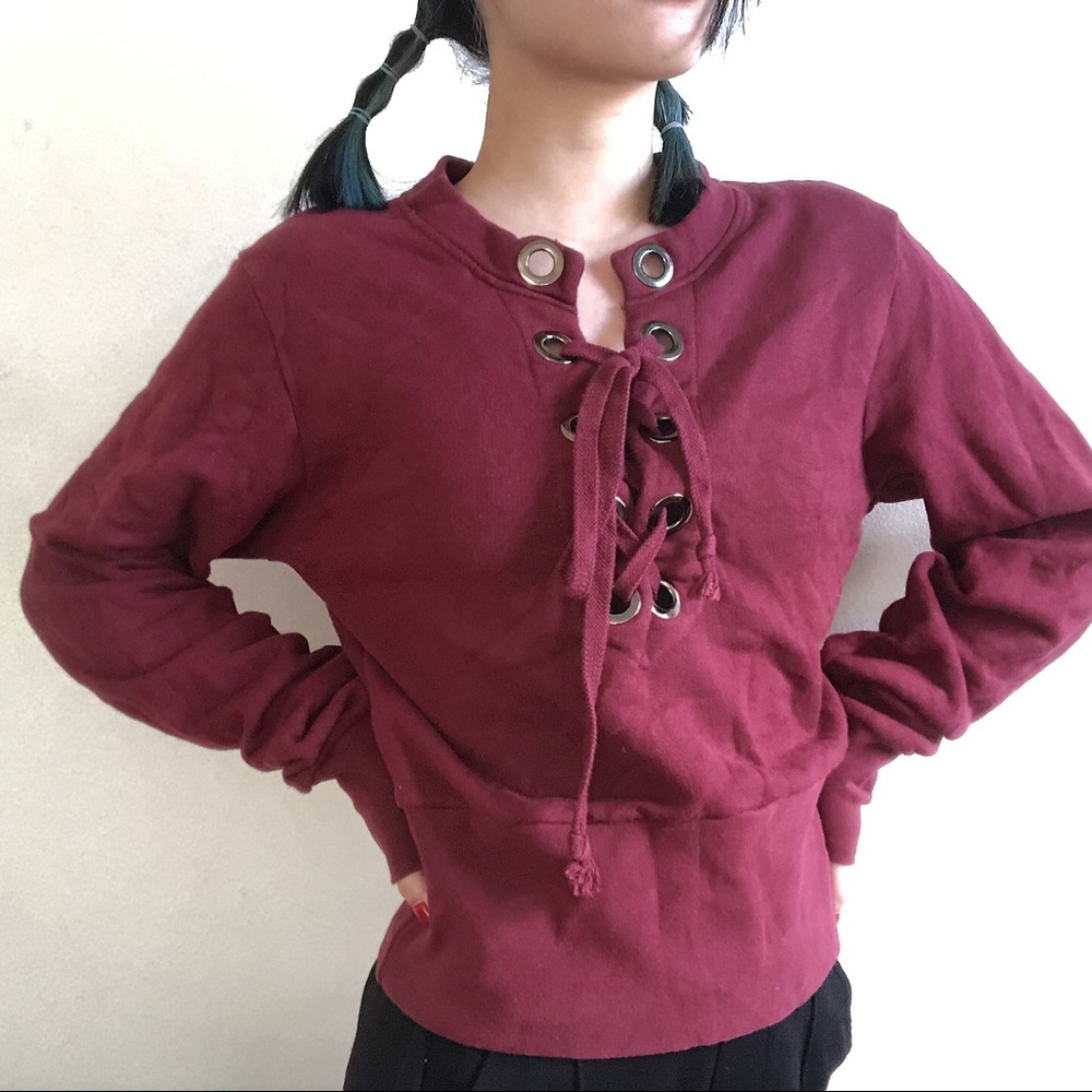 ❣️Don’t ask why burgundy cropped sweatshirt ❣️